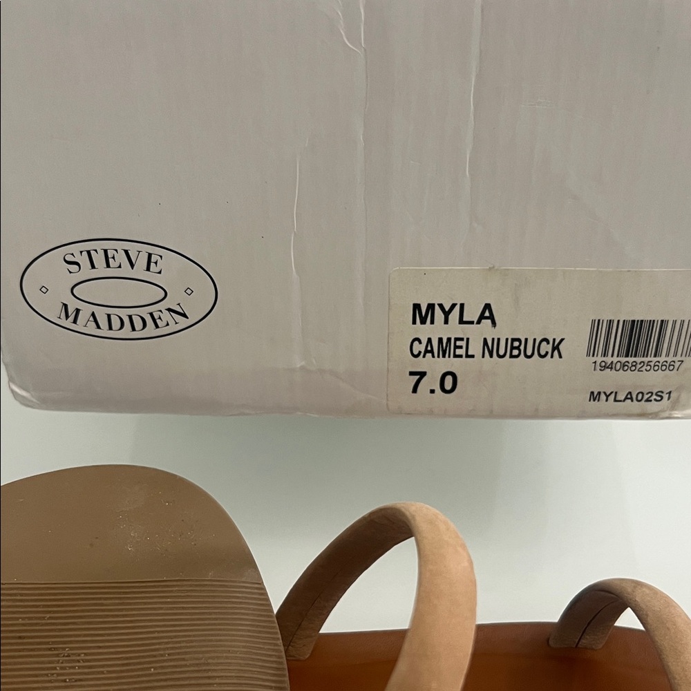 Steve Madden Camel Nubuck Sandals